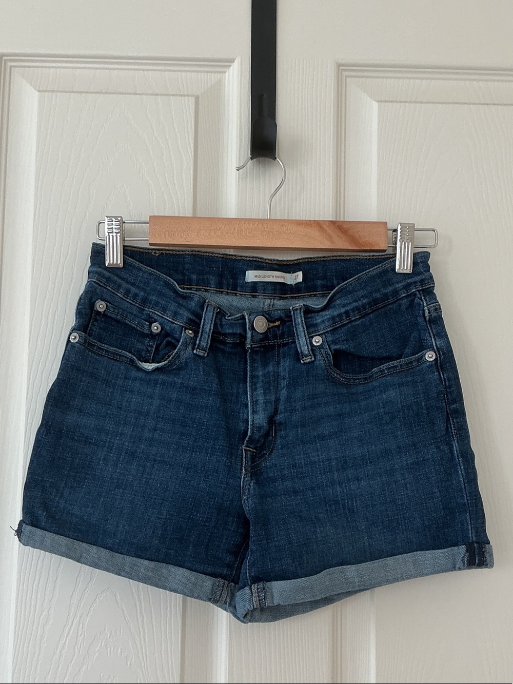 Levi's Dark Blue Rolled Cuff Denim Shorts